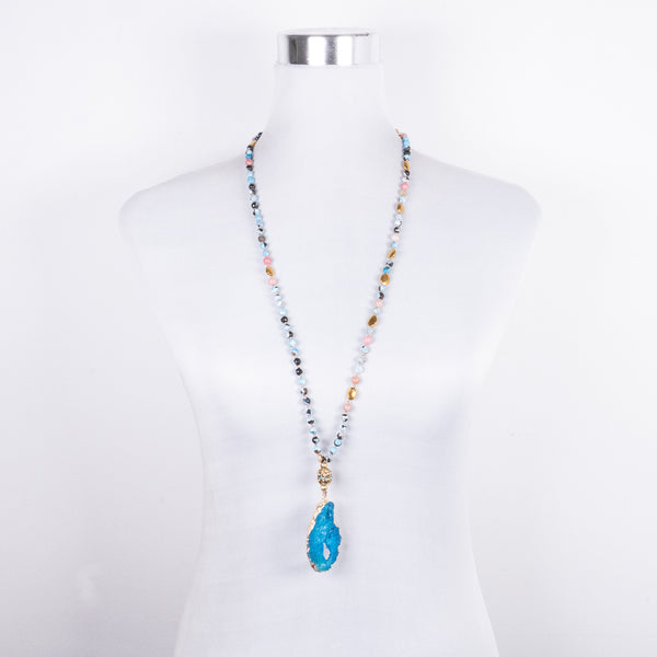 Collar Nepalí con colgante Piedra Druzy