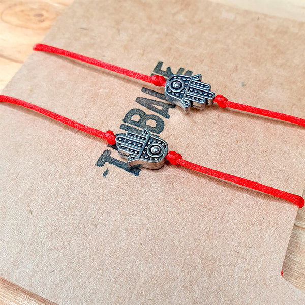 Conjunto pulseras del Deseo - Hilo Rojo con Mano de Fátima