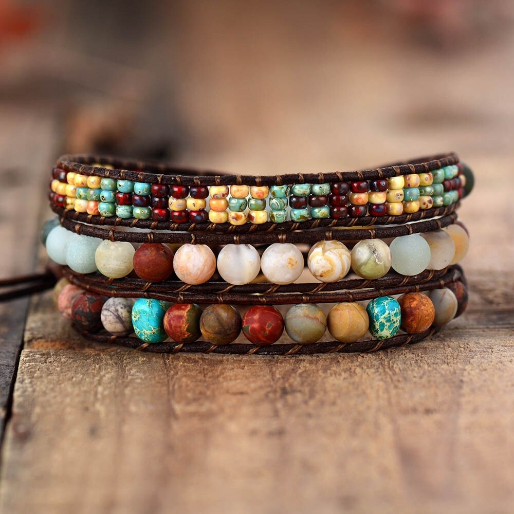 Pulsera de envoltura vintage con piedras escarchadas