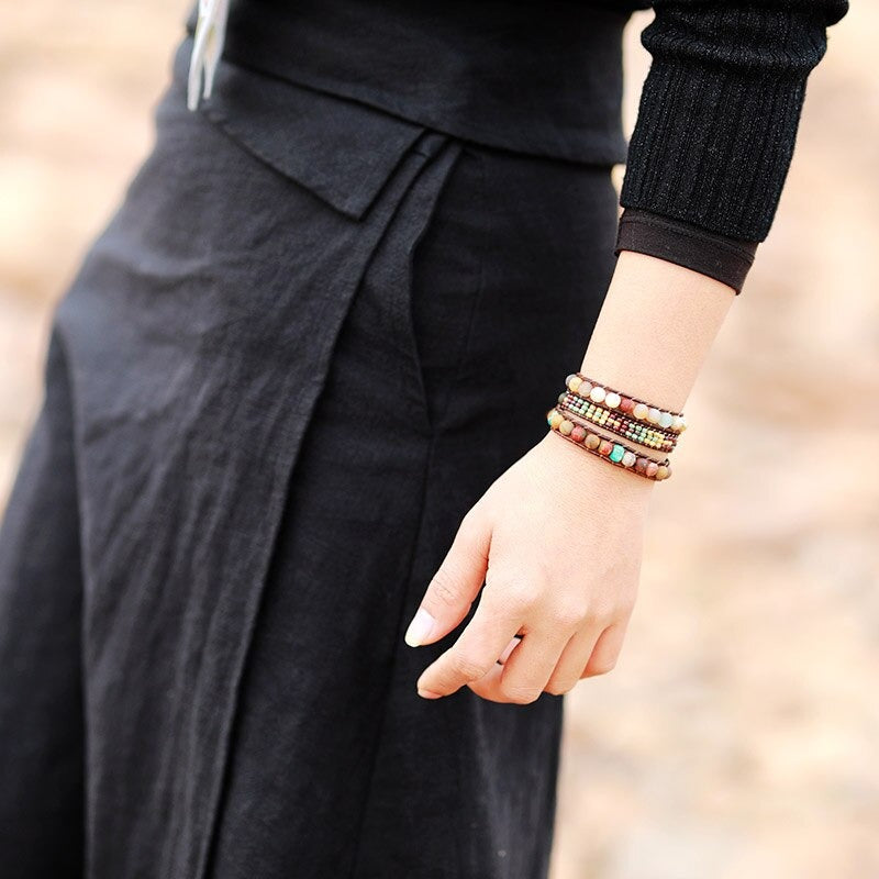 Pulsera de envoltura vintage con piedras escarchadas