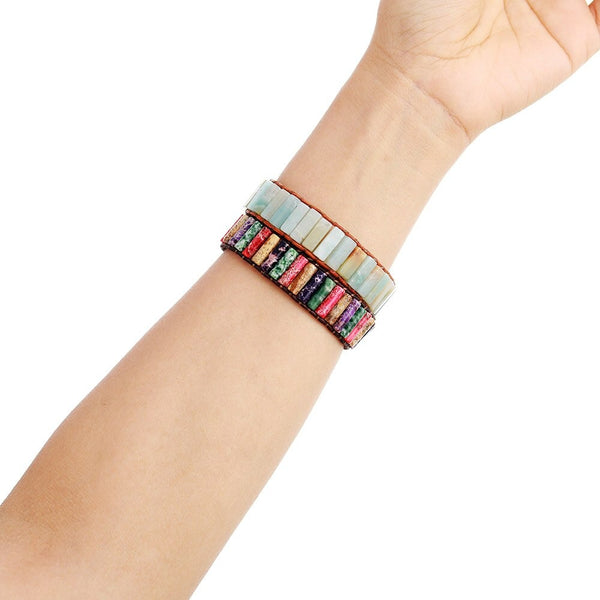 Pulsera bohemia de piedra Amazonita natural