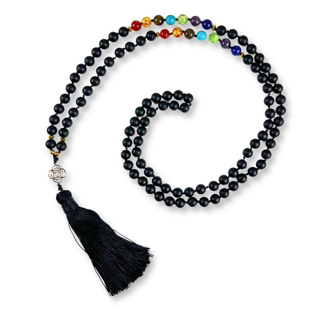 Collar de cuentas de Ónix, Ágata, Jaspe, Amatista, Ojo de Tigre, Turquesa y Lapislázuli