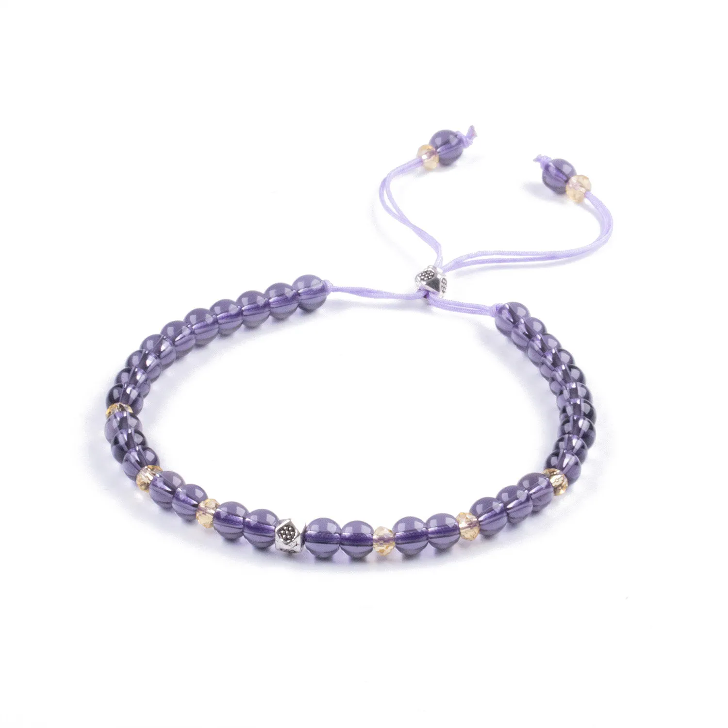 Pulsera minimalista de amatista con detalles en plata 925