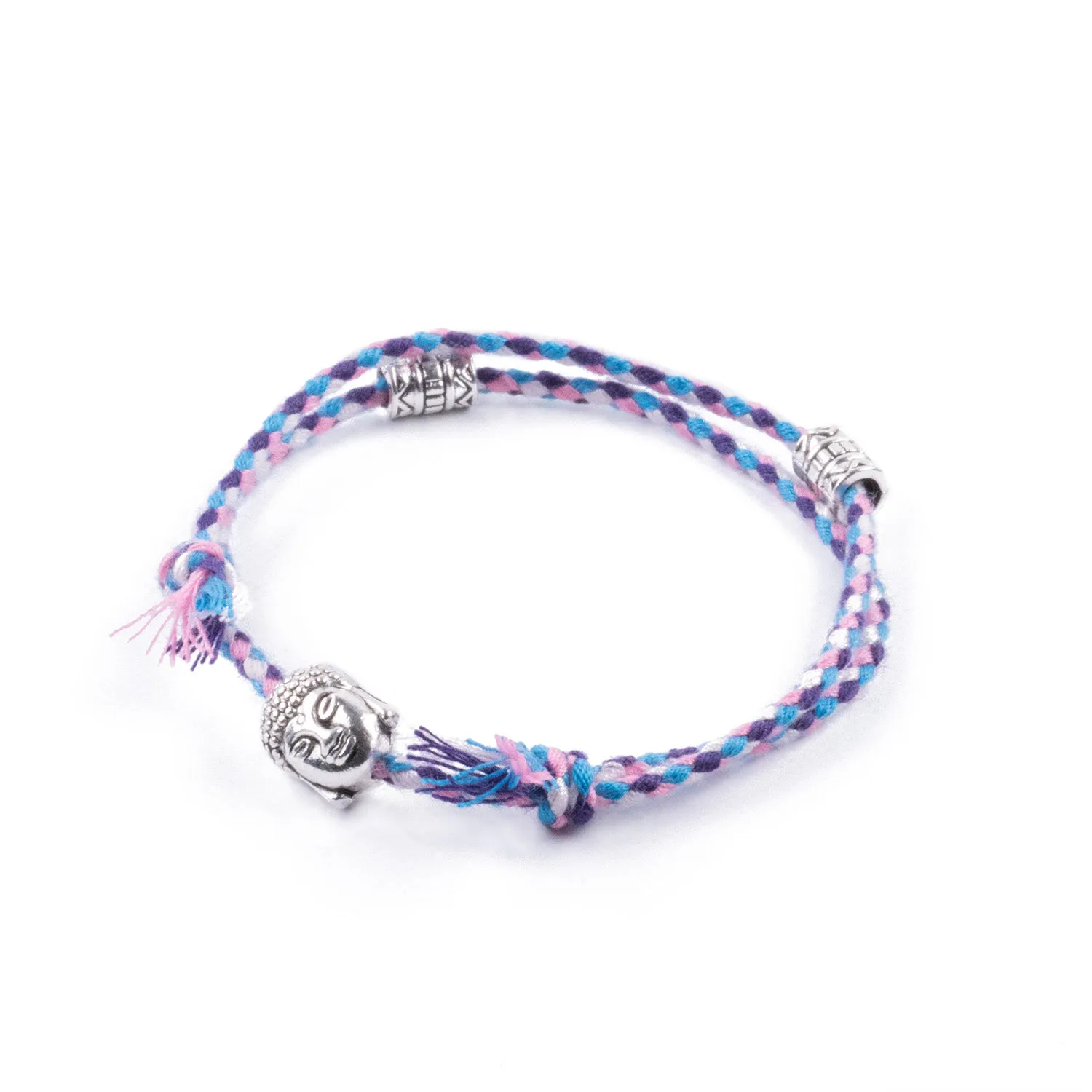 Pulsera Multicolor Étnica con Rostro Tallado Morado