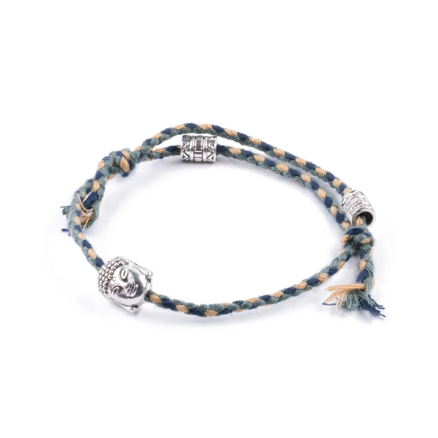 Pulsera Étnica Verde con Rostro Tallado
